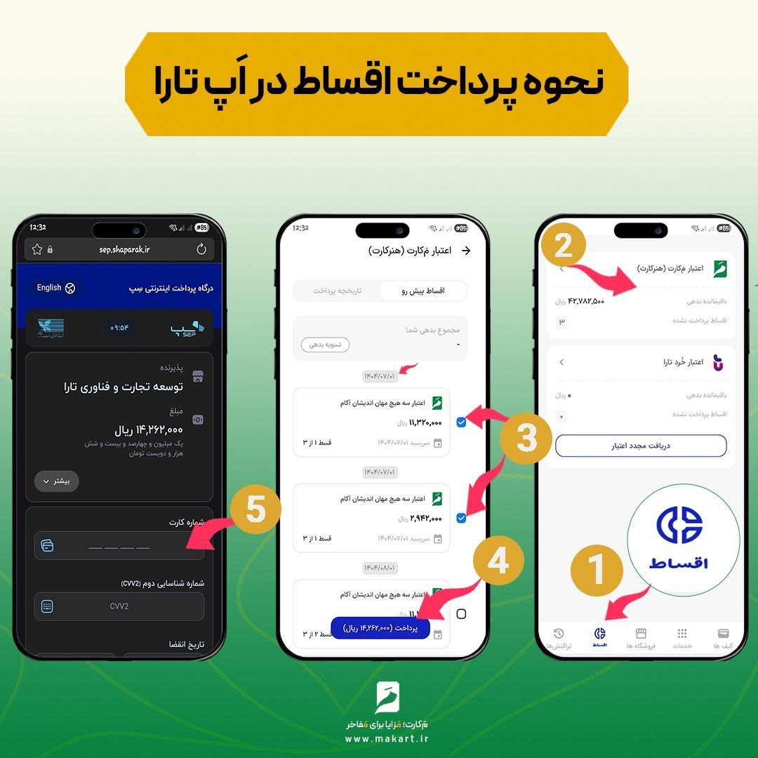 اقساط تارا را چطور پرداخت کنیم؟